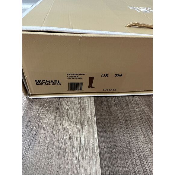 Michael Kors Side Zip Logo Buckle Carmen Leather Tall Riding Boots Luggage Sz 7M - Picture 10 of 10